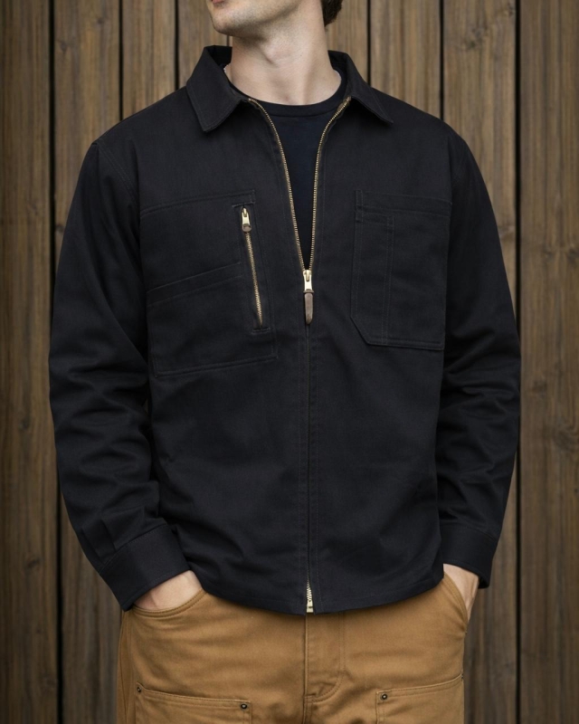 Camisa Gabardina Negra